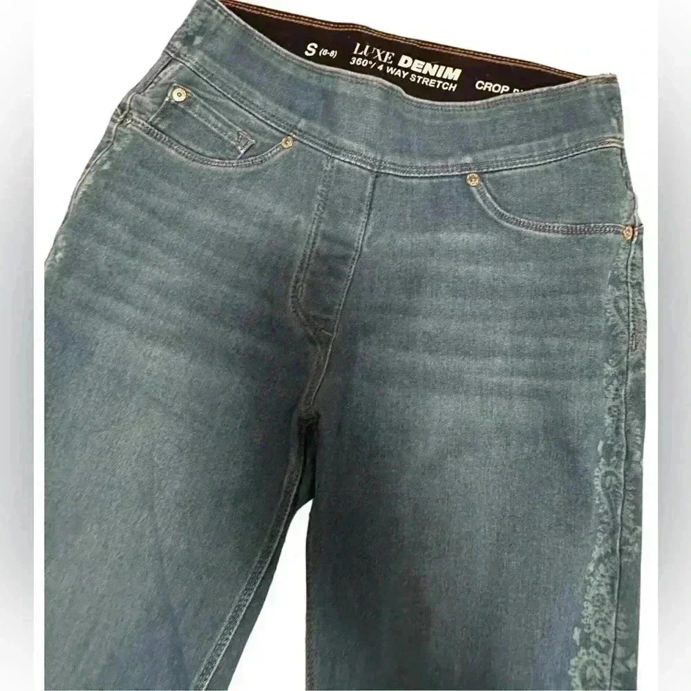 LUXE denim decal jegging stretch skinny jeans - Picture 2 of 3
